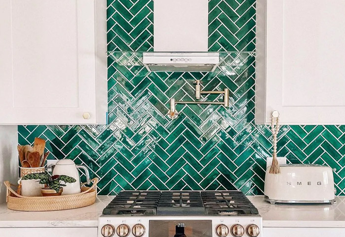 Mercuty Mozaics Green Kitchen Splashback