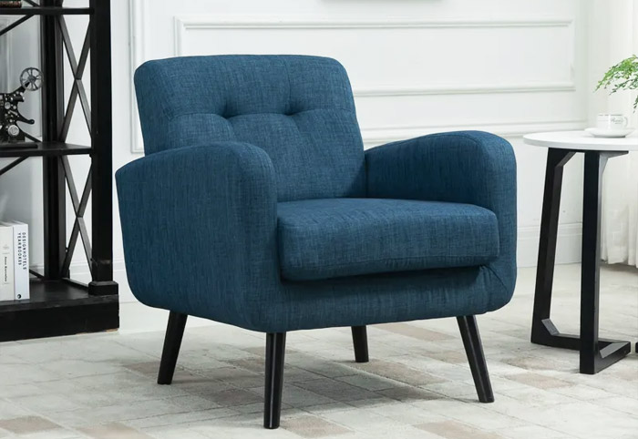 Mid-Century Upholstered Accent Chair in Blue
