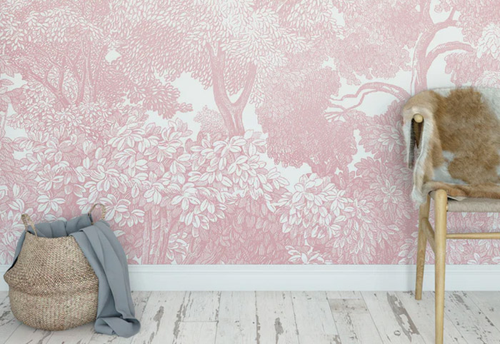 Wallpaper Trader Bellewood Pink and White Wallpaper
