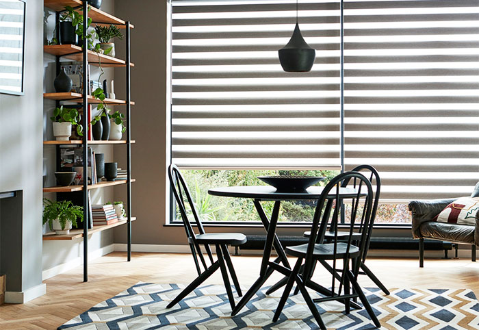 Privacy blinds in dining room