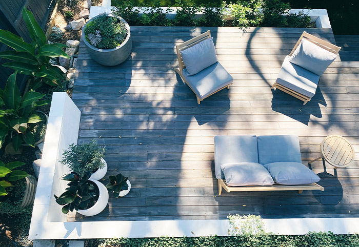 Timber terrace with outdoor furniture