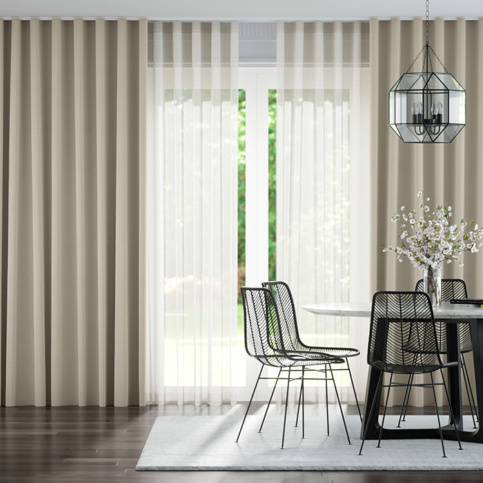 S-Fold Curtains in Villa Alabaster and Neutral