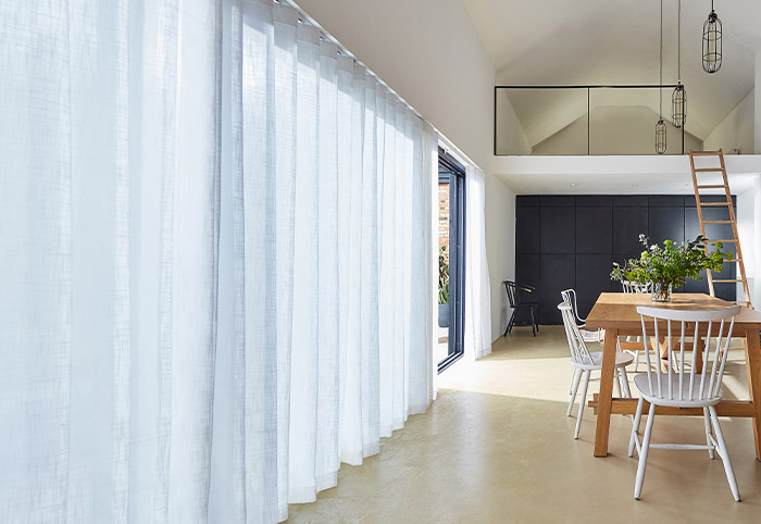 s-fold bijou linen curtains for a sliding door