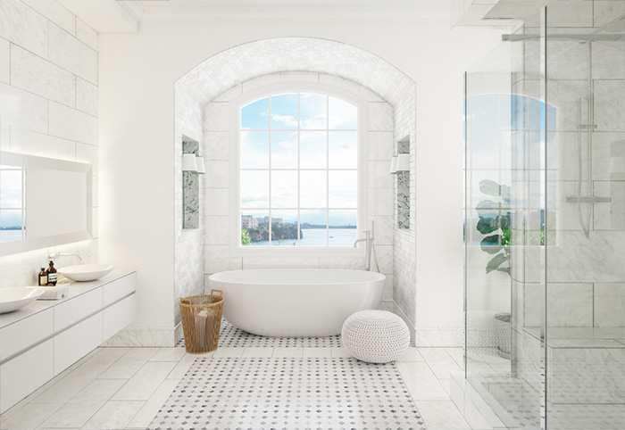 white bathroom in Hamptons theme