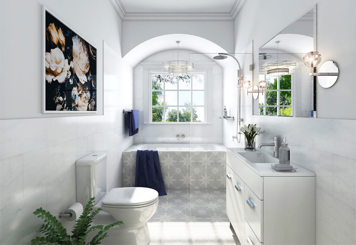 Traditional-style white bathroom from Beaumont Tiles