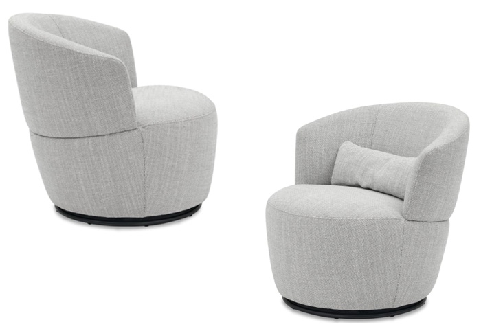 Upholstered grey fabric swivel chair from Castlery