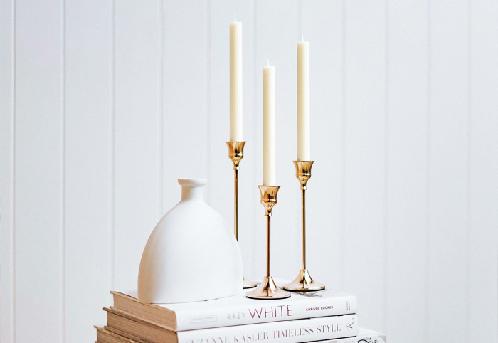Ivory & Deene Gold Candle Holder Set