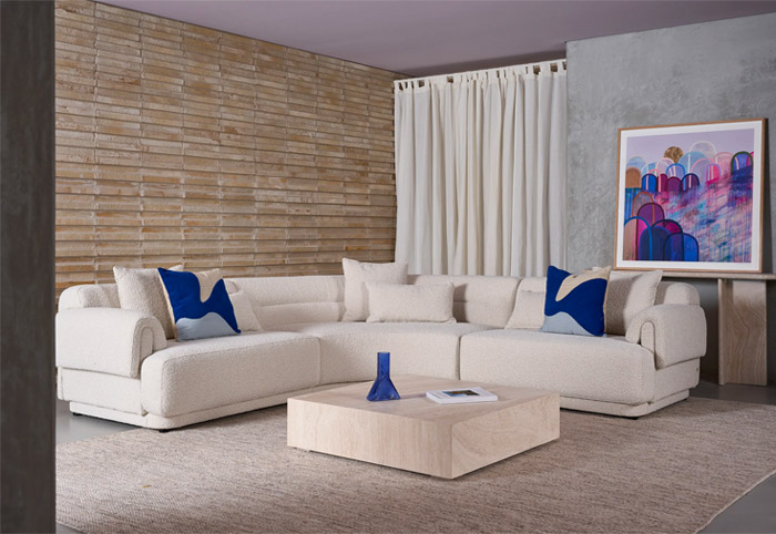 Trit House Modular Curved Sofa in a living room.