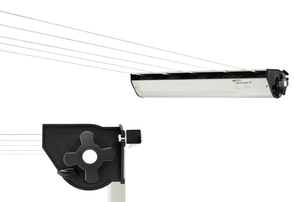 The Austral RetractAway Clothesline shown up close and extended. 