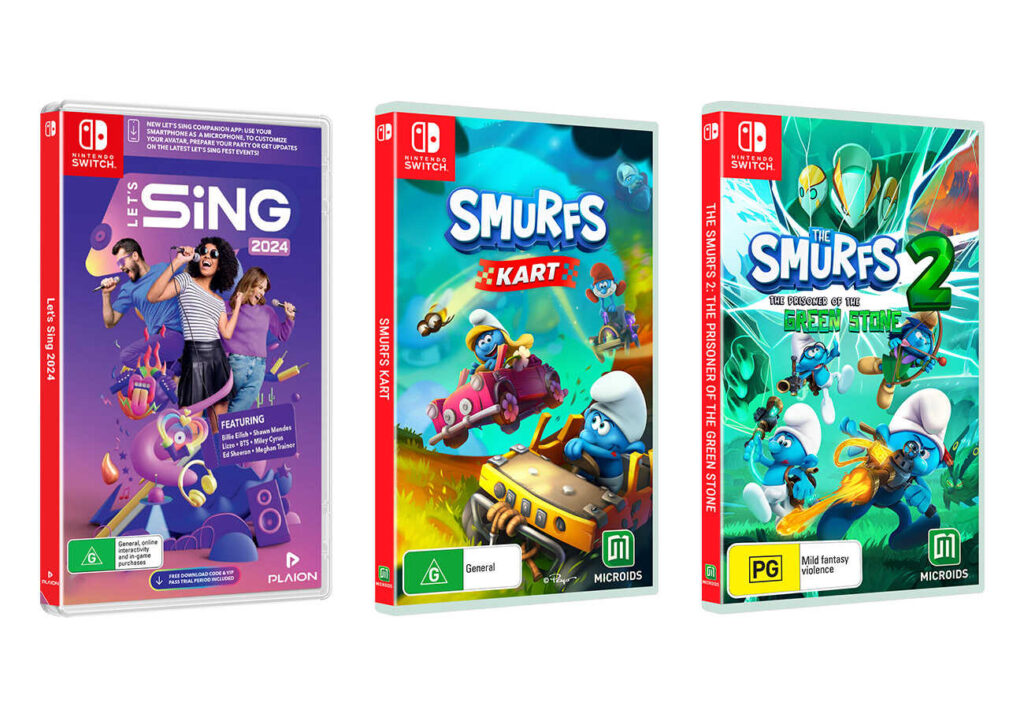 Let's Sing, Smurfs Kart and Smurfs 2 video games. 