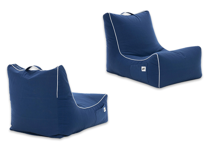 Life! Coastal Outdoor Bean Bag shown from two angles.