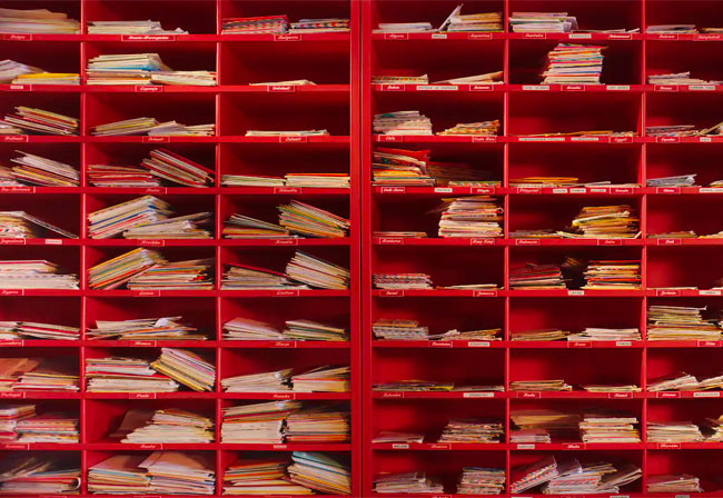 Shelving in Santa's Official Post Office in Finland.