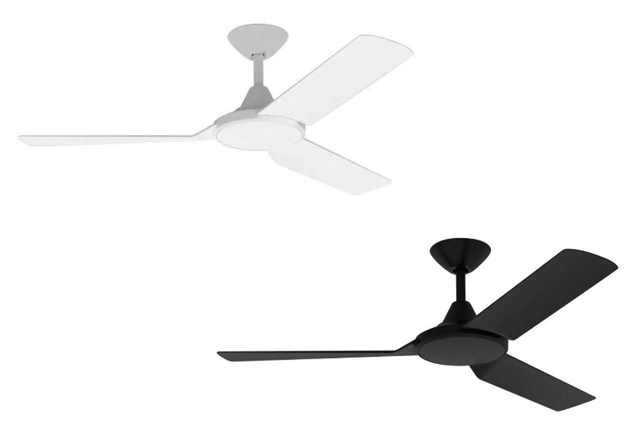 Domus Axix 48" Axix DC Ceiling Fans in white and black. 