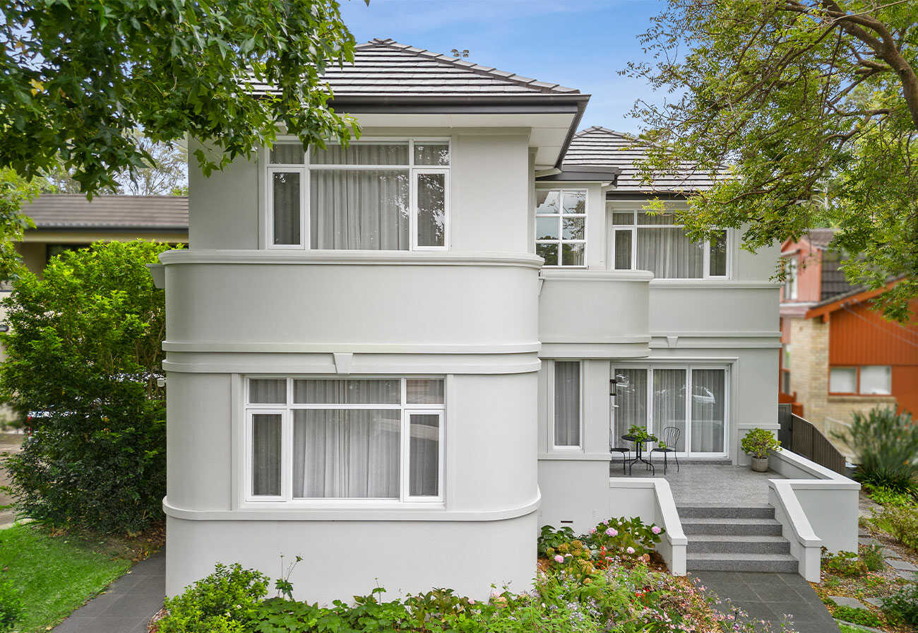 A renovated double story art deco style home in Sydney, NSW.