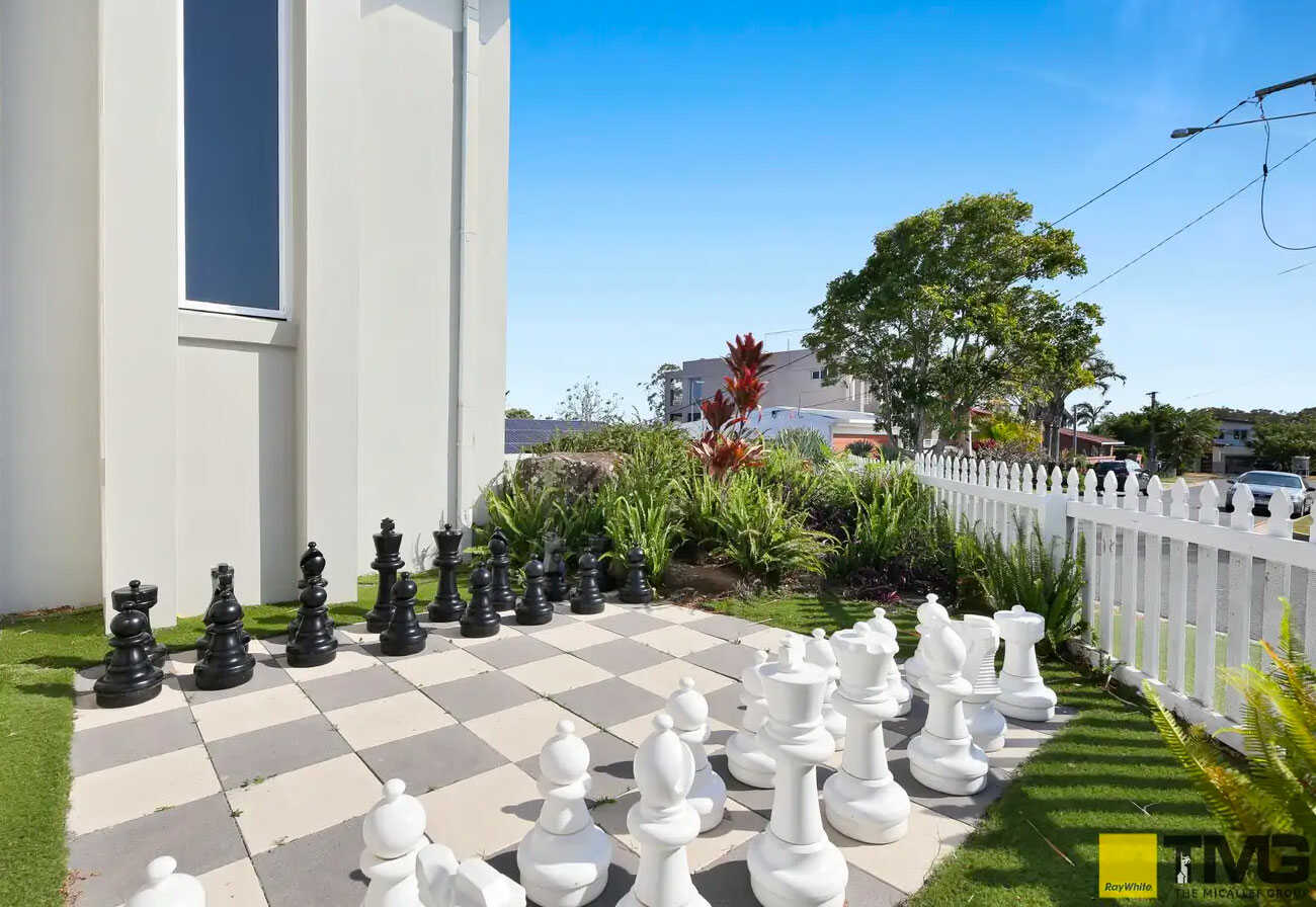 A life-sized chess set at a family home in QLD.