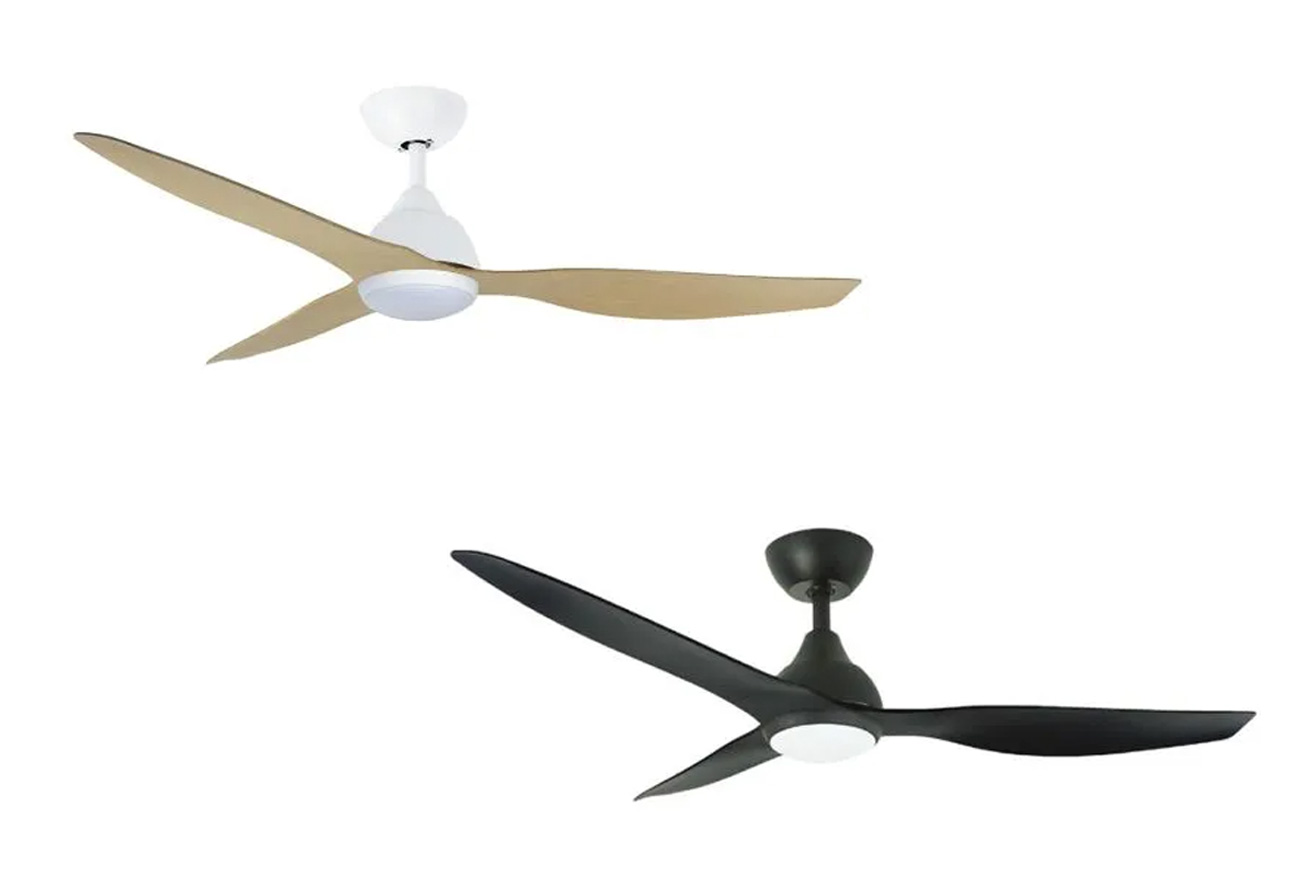 Martec 52" smart ceiling fans in natural and black.