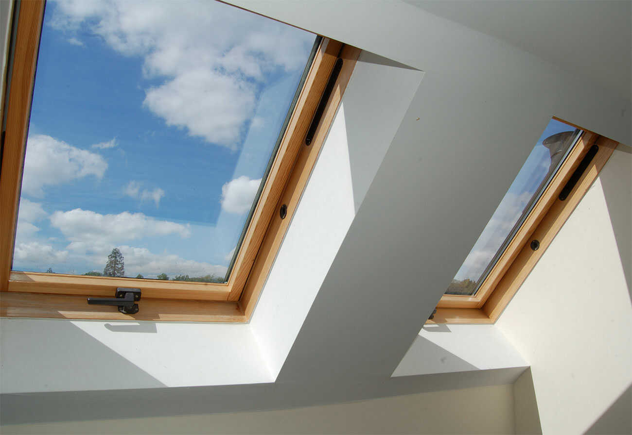 Skylights allowing sunlight into a room.