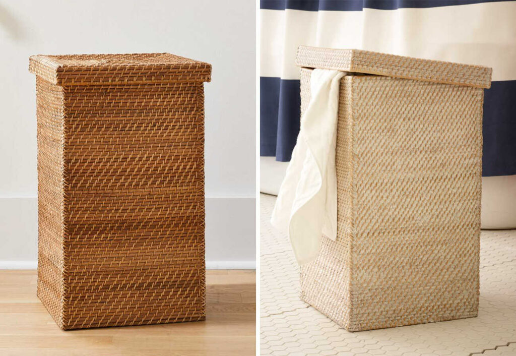 Natural storage hampers with lids.