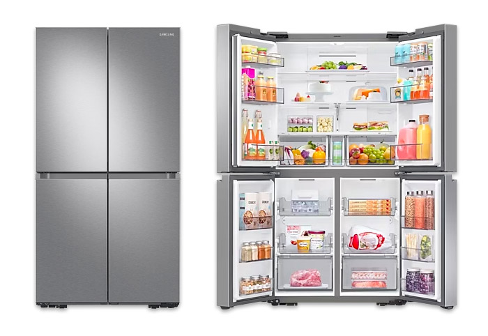Samsung 495L French Door Refrigerator SRF5300SD shown open and closed.