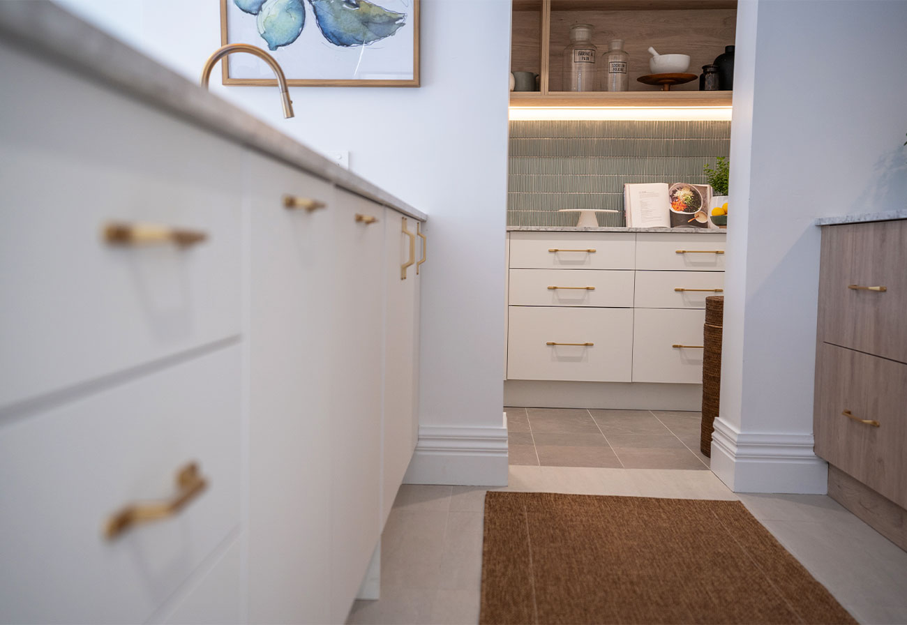 Kaboodle cabinetry and drawers in a modern apartment kitchen.