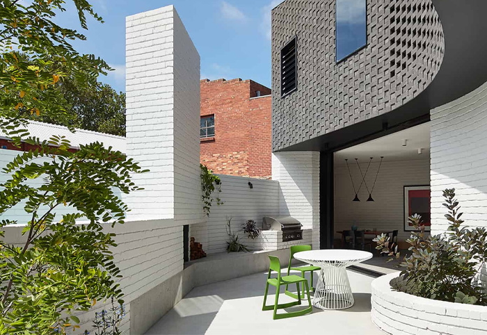 External courtyard with concrete brick