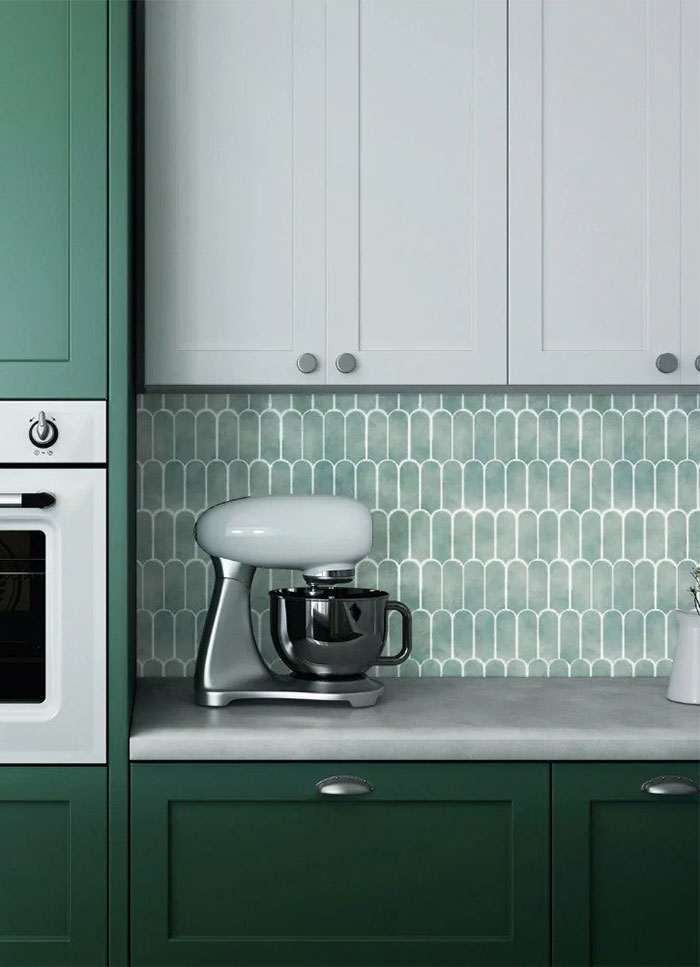 Stick On Splashback Tiles In Dusty Green