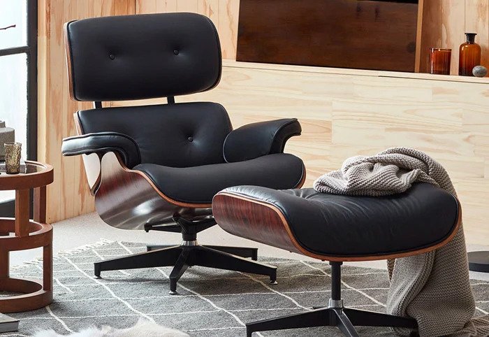 Eames Replica Mid Century Leather Lounge Chair