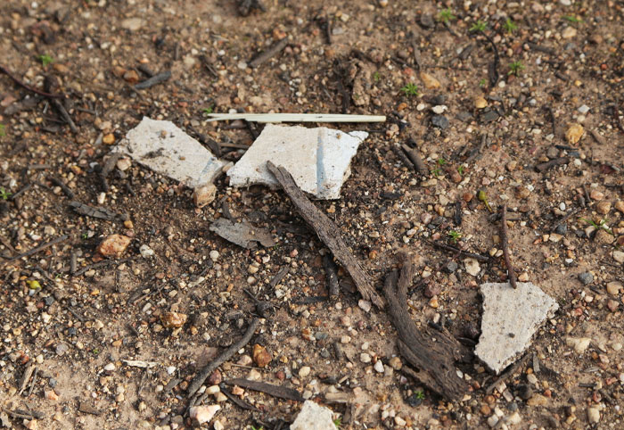 Pieces of broken cement asbestos