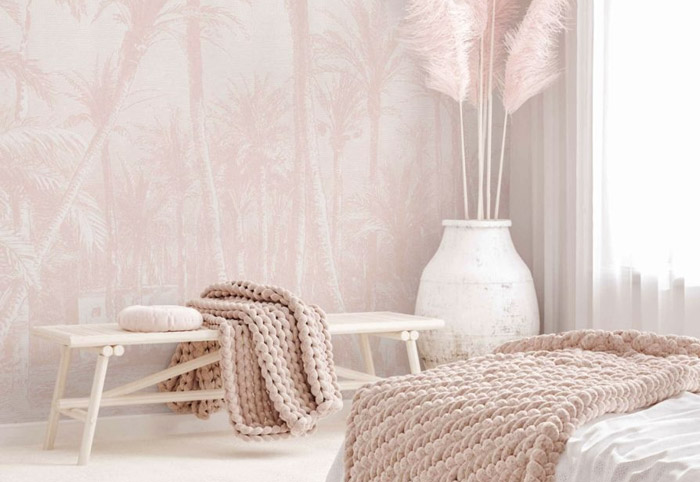 Grafico Coastal Palms Blush Wallpaper