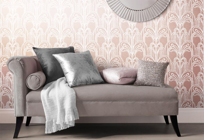 Graham and Brown Art Deco Rose Gold Wallpaper