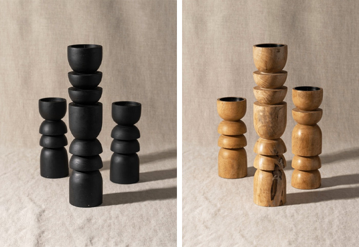 Saarde Alev Wooden Candle Holders