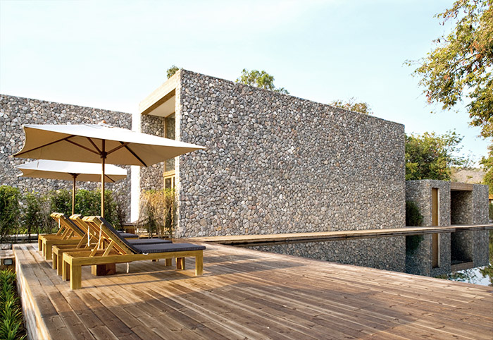 Lounge chairs on terrace