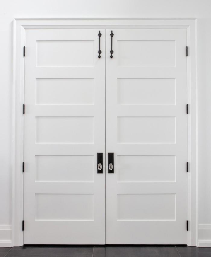 Shaker doors with black hardware