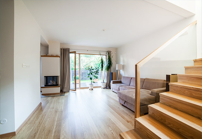 Living room with staircase