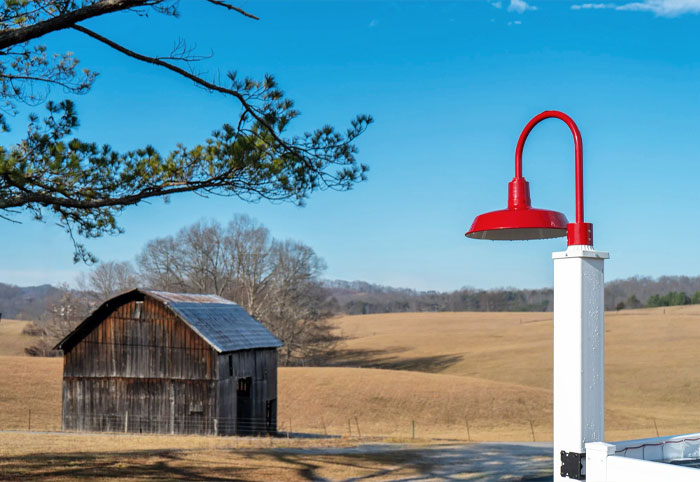 red post-mounted light