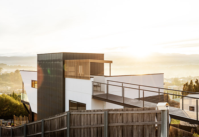 Striking three-storey home featuring James Hardie cladding.