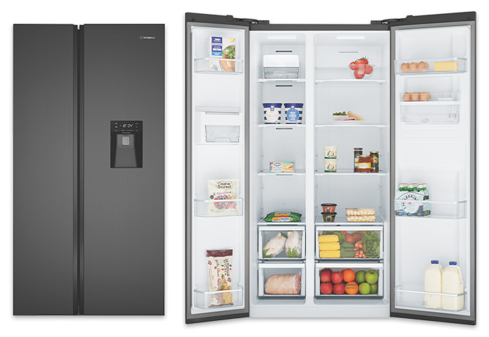 Westinghouse 619L Side-by-Side Fridge in Black