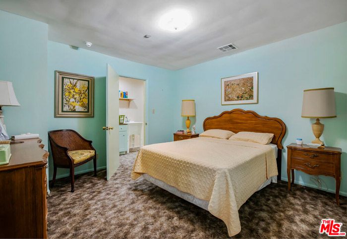 Bedroom of the Brady Bunch house in LA.