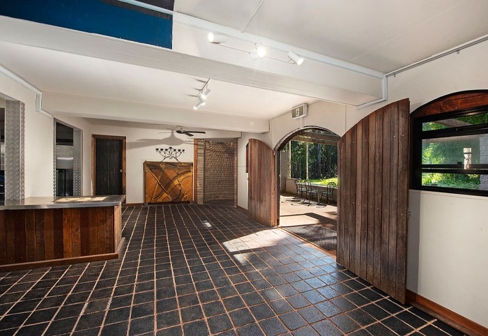 Foyer of medieval castle at Fantasy Glades, NSW.