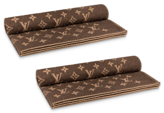 Louis Vuitton Neo Monogram throw pictured rolled up. 