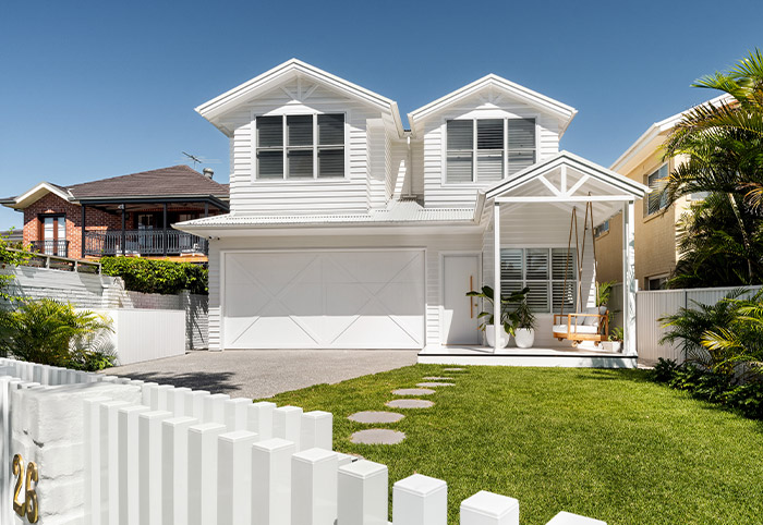 White linea weatherboard house.