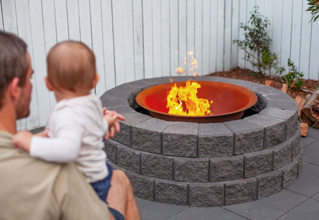 Fire pit made using Adbri Masonry Miniwall blocks.