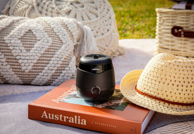 Thermacell E55 Mosquito Repeller in a picnic setting.