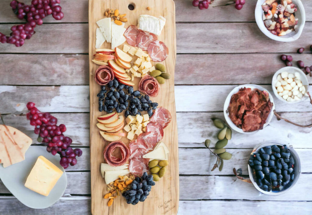 Fat Slabs Grazing Platter on a table, loaded with food.