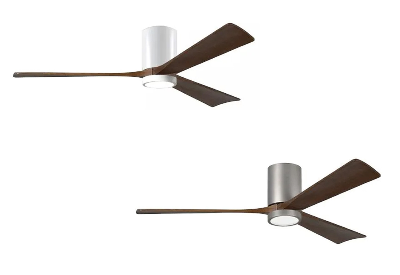 Atlas Irene 3 Hugger Low Profile Ceiling fan in two colourways.