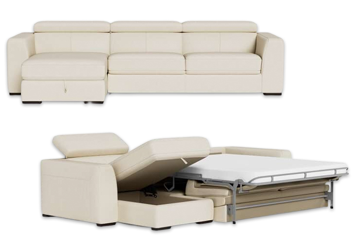 Freedom white siesta leather sofa bed.