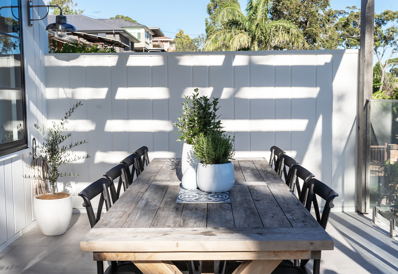 Alfresco table and cladding idea.