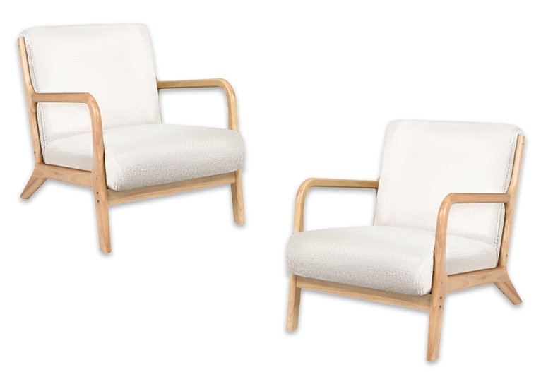 Danielle boucle mid-century Scandi armchair.