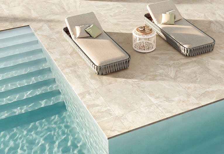 Modern pool tiles.