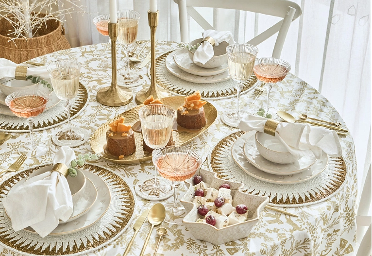 Pillow Talk Christmas tableware and decorations.